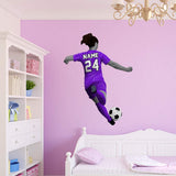 VWAQ Personalized Girl Soccer Player Wall Decal - Custom Name Sports Sticker Decor - HOL32 - VWAQ Vinyl Wall Art Quotes and Prints