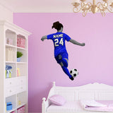 VWAQ Personalized Girl Soccer Player Wall Decal - Custom Name Sports Sticker Decor - HOL32 - VWAQ Vinyl Wall Art Quotes and Prints