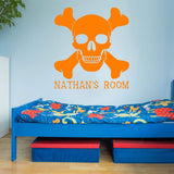 VWAQ Custom Skull and Crossbones Wall Decal - Jolly Roger Vinyl Sticker Personalized Decor - CS16 - VWAQ Vinyl Wall Art Quotes and Prints