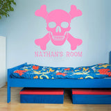 VWAQ Custom Skull and Crossbones Wall Decal - Jolly Roger Vinyl Sticker Personalized Decor - CS16 - VWAQ Vinyl Wall Art Quotes and Prints