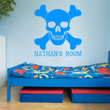 VWAQ Custom Skull and Crossbones Wall Decal - Jolly Roger Vinyl Sticker Personalized Decor - CS16 - VWAQ Vinyl Wall Art Quotes and Prints