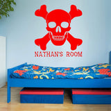 VWAQ Custom Skull and Crossbones Wall Decal - Jolly Roger Vinyl Sticker Personalized Decor - CS16 - VWAQ Vinyl Wall Art Quotes and Prints