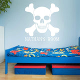VWAQ Custom Skull and Crossbones Wall Decal - Jolly Roger Vinyl Sticker Personalized Decor - CS16 - VWAQ Vinyl Wall Art Quotes and Prints