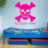 VWAQ Custom Skull and Crossbones Wall Decal - Jolly Roger Vinyl Sticker Personalized Decor - CS16 - VWAQ Vinyl Wall Art Quotes and Prints