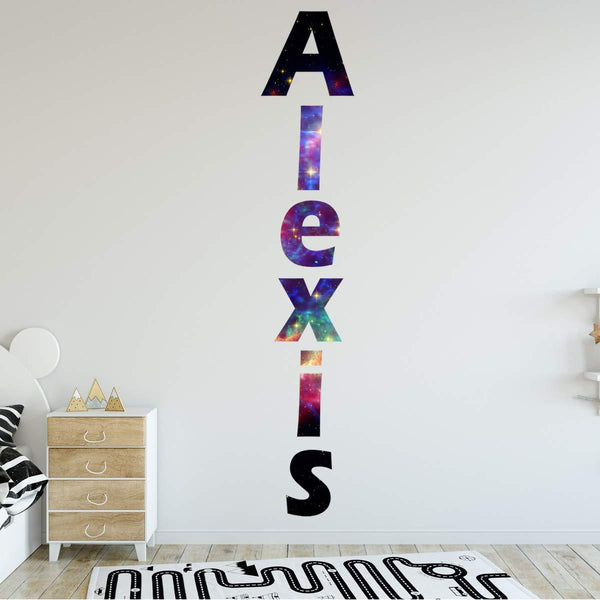 VWAQ Personalized Space Name Decal - Galaxy Wall Letters Custom Stickers for Kids - Vertical-GN16 - VWAQ Vinyl Wall Art Quotes and Prints