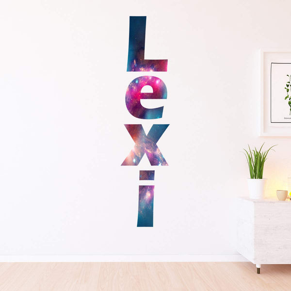 VWAQ Galaxy Print Personalized Wall Decal Kids Room Vertical Letters - GN18 - VWAQ Vinyl Wall Art Quotes and Prints