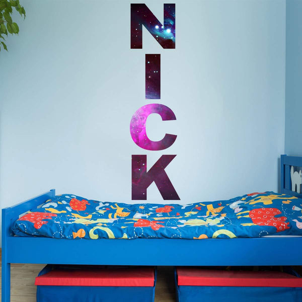 VWAQ Personalized Galaxy Name Wall Decal - Custom Space Nebula Art Kids Room Sticker Decor - Vertical-GN24 - VWAQ Vinyl Wall Art Quotes and Prints