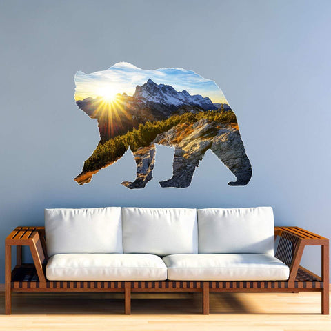 VWAQ Grizzly Bear Wall Art Decal - Peel and Stick Animal Natural Wall Sticker - SC01 - VWAQ Vinyl Wall Art Quotes and Prints