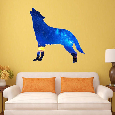 VWAQ Night Sky Howling Wolf Wall Decal - Scenery Wall Art Nature Decor - SC13 - VWAQ Vinyl Wall Art Quotes and Prints