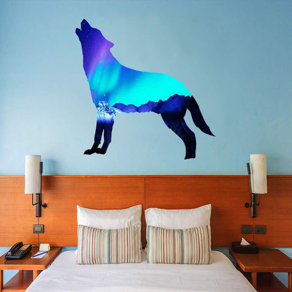 VWAQ Northern Lights Wall Decal - Wolf Wall Sticker Scenery Decor - SC12 - VWAQ Vinyl Wall Art Quotes and Prints