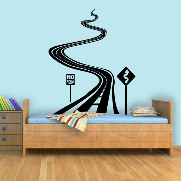 VWAQ Road Wall Decals with Street Signs Transport Stickers Fun Kids Room Decor