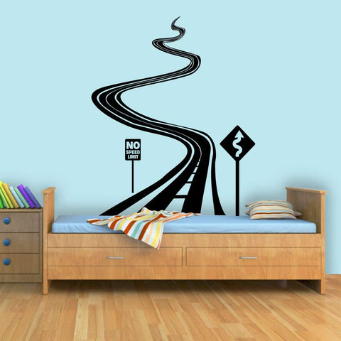 VWAQ Road Wall Decals with Street Signs Transport Stickers Fun Kids Room Decor