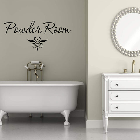 VWAQ Powder Room Vinyl Wall Decal - Bathroom Decor Mirror Quotes