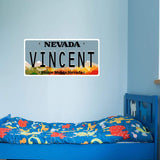 VWAQ Custom Name Nevada License Plate Wall Decal - Kids Room Sticker Decor - NS5