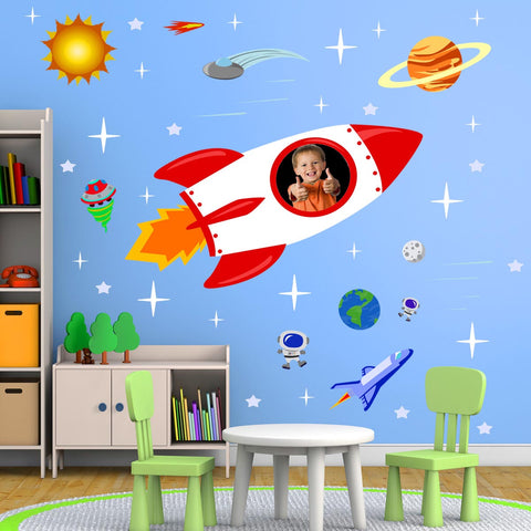 Custom Rocket Ship Kids Peel and Stick Decals - 46 PCS VWAQ - HOL46