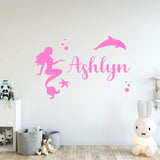 Mermaid Wall Decals with Custom Name Girls Room Decor VWAQ - CS19