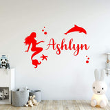 Mermaid Wall Decals with Custom Name Girls Room Decor VWAQ - CS19