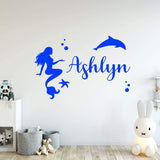 Mermaid Wall Decals with Custom Name Girls Room Decor VWAQ - CS19