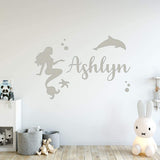 Mermaid Wall Decals with Custom Name Girls Room Decor VWAQ - CS19