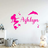 Mermaid Wall Decals with Custom Name Girls Room Decor VWAQ - CS19