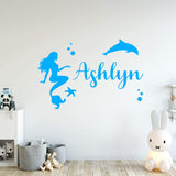 Mermaid Wall Decals with Custom Name Girls Room Decor VWAQ - CS19