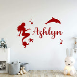 Mermaid Wall Decals with Custom Name Girls Room Decor VWAQ - CS19
