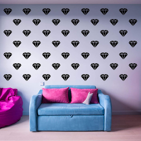 VWAQ Diamond Wall Stickers Patterns Decor Shapes Vinyl Decals - V2 49 Pcs