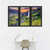 VWAQ - 3D Office Window Waterfall Decal Nature Peel and Stick Mural Wall Art Sticker - OW12 