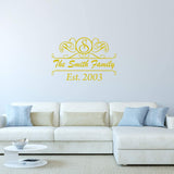 Custom Family Name Wall Decal - Personalized Monogram Wall Sticker Year Established VWAQ - CS21