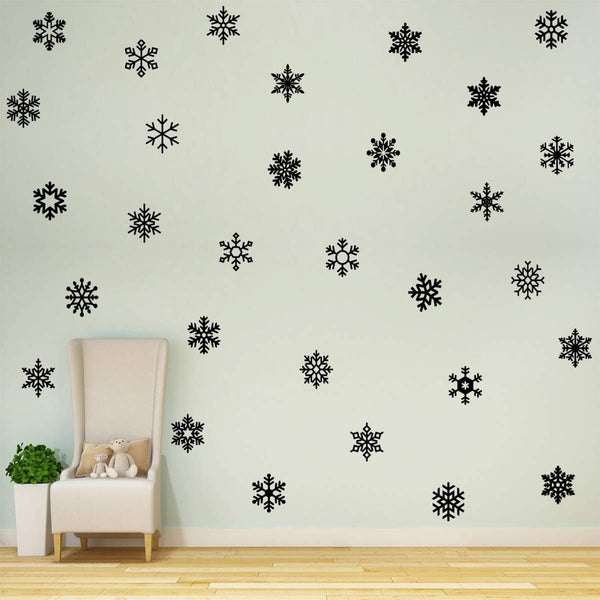 VWAQ Snowflakes Wall Decals for Girls Bedroom Peel and Stick Stickers Winter Theme Decor - 30PCS 