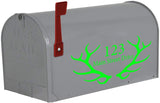 Mailbox Decal Antlers Custom Home Address Vinyl Stickers Set of 2 VWAQ - CMB27