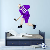 Personalized Hockey Player Wall Sticker - Custom Name Sports Wall Decal for Boys VWAQ - HOL51