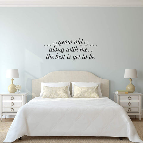 VWAQ Grow Old Along with Me Wall Decal Couples Love Bedroom Wall Quote Stickers 