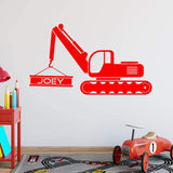 Personalized Excavator Wall Decal Construction Truck Boys Room VWAQ - CS26