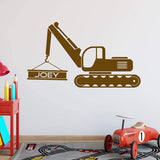 Personalized Excavator Wall Decal Construction Truck Boys Room VWAQ - CS26
