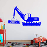 Personalized Excavator Wall Decal Construction Truck Boys Room VWAQ - CS26