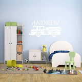 Custom Name Firetruck Wall Stickers Boys Room Firefighter Decal Personalized Fire Truck Decor VWAQ - CS27