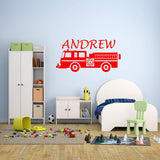 Custom Name Firetruck Wall Stickers Boys Room Firefighter Decal Personalized Fire Truck Decor VWAQ - CS27