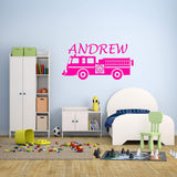 Custom Name Firetruck Wall Stickers Boys Room Firefighter Decal Personalized Fire Truck Decor VWAQ - CS27