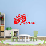 Personalized Monster Size Big Trucks with Personalized Name Wall Decal VWAQ CS29