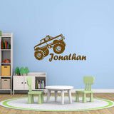 Personalized Monster Size Big Trucks with Personalized Name Wall Decal VWAQ CS29
