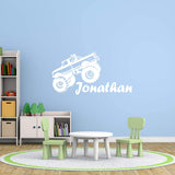 Personalized Monster Size Big Trucks with Personalized Name Wall Decal VWAQ CS29