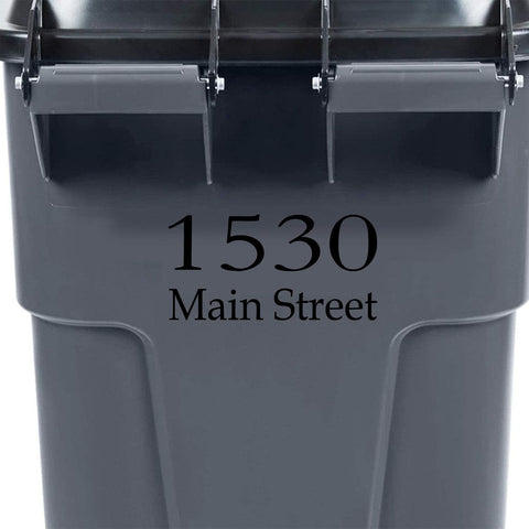VWAQ Custom Garbage Can Decal Personalized Trash Bin Decor Address Vinyl Sticker - TC15