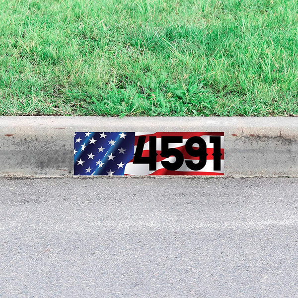 VWAQ Custom USA Curb Address Sticker American Flag House Numbers Decal Patriotic Outdoor Decor Personalized Wrap - PCCD1
