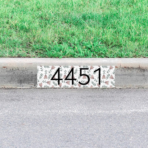 VWAQ Personalized Curb Number Decal Floral Pattern Customized Home Address Vinyl Sticker - PCCD5