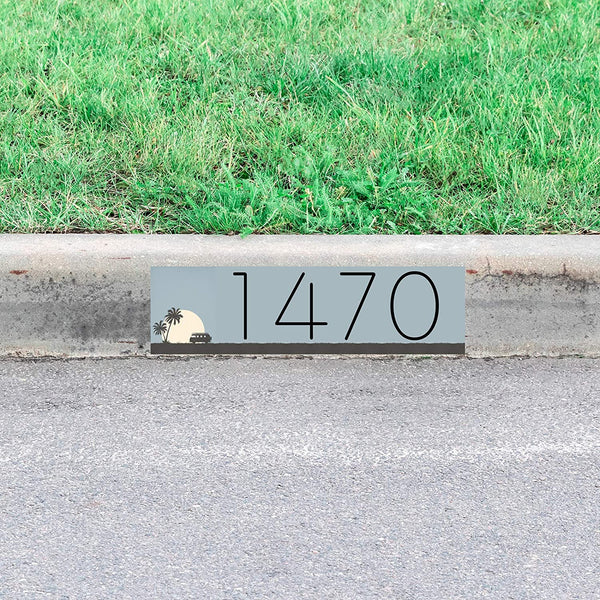 VWAQ Curb Decal Custom Home Numbers Sign Personalized Address Sticker Sunset Decor - PCCD10 