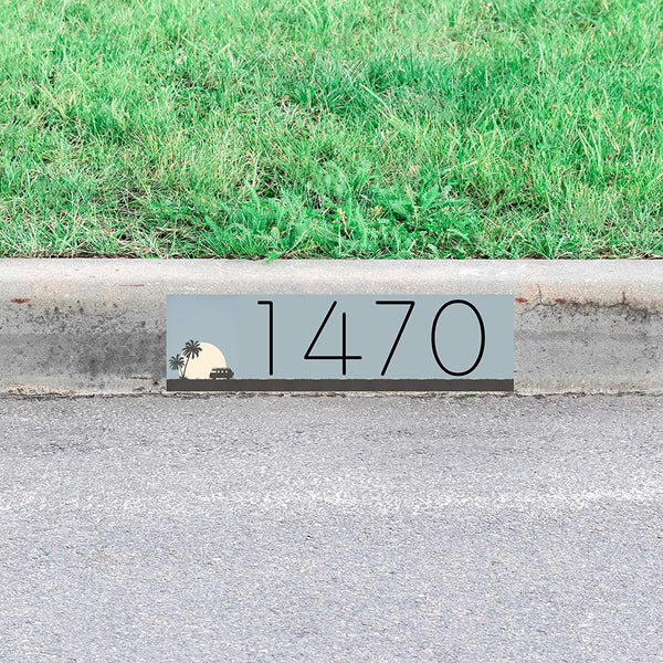 VWAQ Curb Decal Custom Home Numbers Sign Personalized Address Sticker Sunset Decor - PCCD10