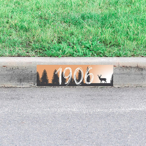 VWAQ Curb Sticker Custom Street Numbers Forest Cement Curbside Decal Personalized Home Decor - PCCD16