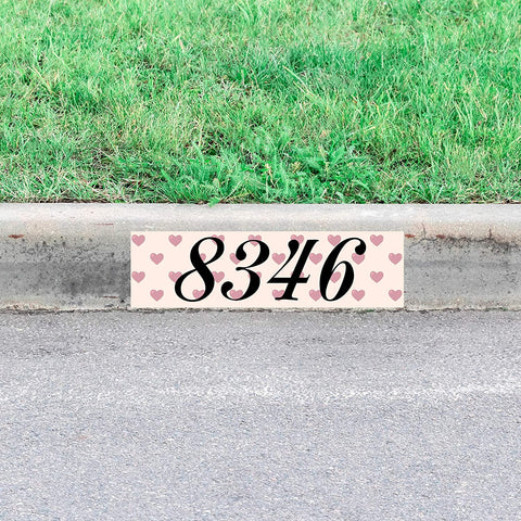 VWAQ Custom Curbside Address Stencil Decal Peel and Stick Street Number Hearts Curb Sticker - PCCD18