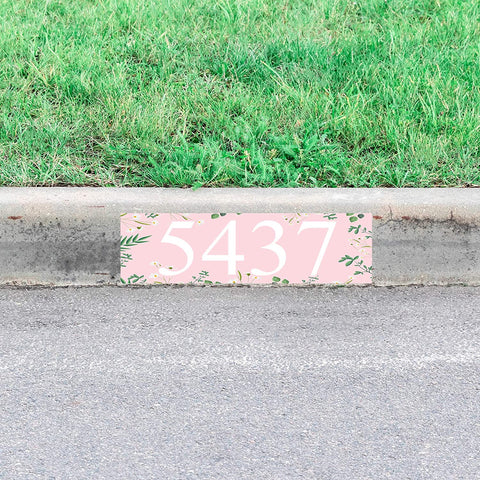 VWAQ Custom Curb Street Number Decal Sticker Curbside Address Flowers Decor - PCCD22
